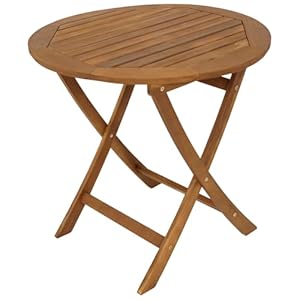 DEGAMO Gartentisch Klapptisch 75 cm rund, klappbar, Akazie Holz braun geölt, Outdoor