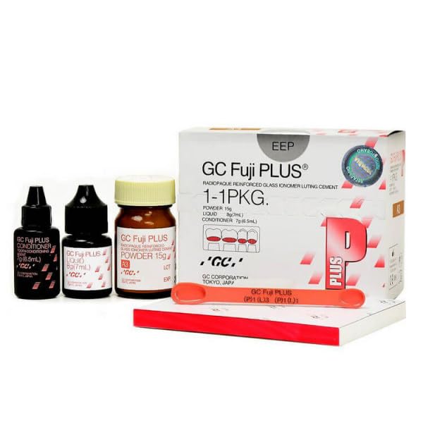 GC 003211 Fuji Plus Glass Ionomer Luting Cement 1:1:1 Package Conditioner Liquid Powder