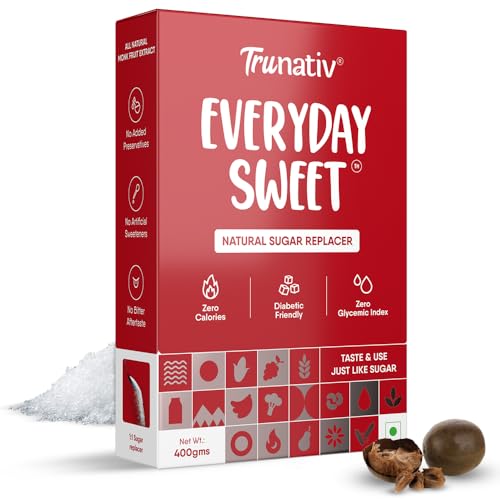 Trunativ Everyday Sweet | Erythritol & Monkfruit Sweetener Powder Loose Sugar Like Sweetener | Zero-Calorie Sugar Substitute | 1:1 Sugar Replacer for Cooking & Baking | Keto & Diabetic Friendly | 400g (Pack of 1)