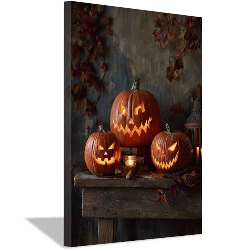 Cadre déco Halloween haut de gamme de 40x60cm avec impression citrouille