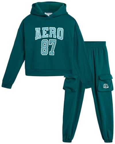 AEROPOSTALE Girls' Sweatsuit Set - 2 Piece Fleece Pullover Hoodie Sweatshirt, Jogger Sweatpants - Track Suit for Girls (7-16)