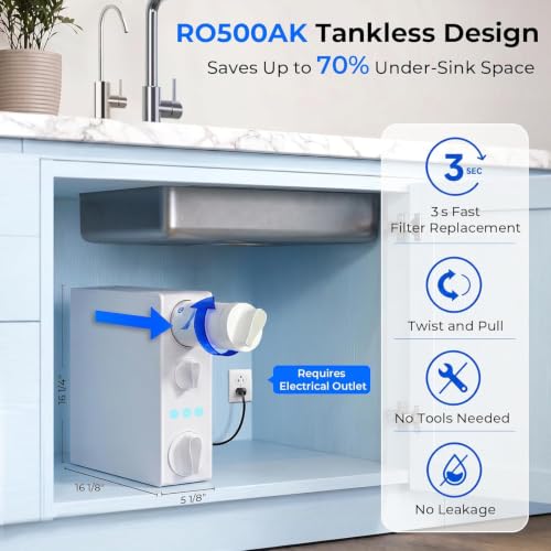 Image of iSpring RO500AK Alkaline Reverse Osmosis System, NSF 58 Certified, 500 GPD