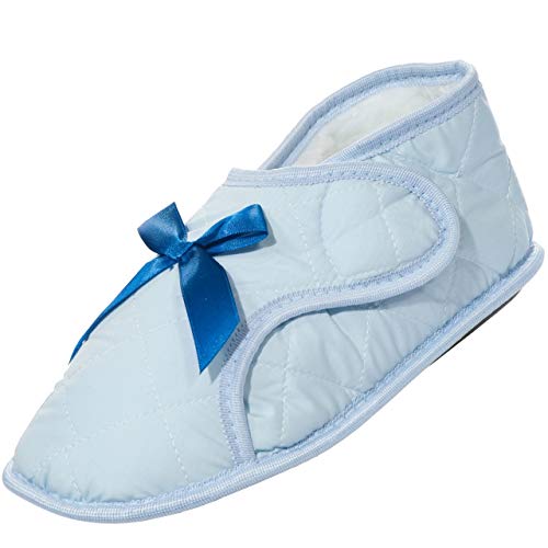Personal Touch Women's Edema Slippers (Pink or Light Blue) for Swollen or Bandaged Feet Opens Fully