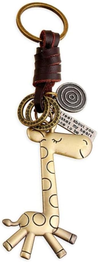Llavero Creativo Con Diseño De Jirafa - Aleación Y Cuero - Regalo Unisex Para Hombre Y Mujer - Longitud Total 15 Cm