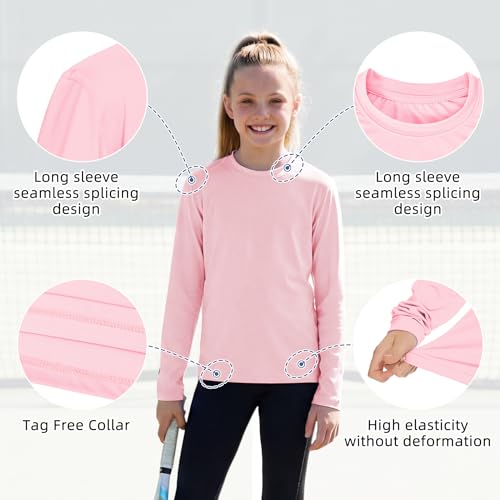 Image of American Trends Rash Guard Girls Swim Shirt Long Sleeve UPF 50+ 5-16T | UV Protection Girls Sun Shirt Lightweight Quick Dry for Kids Teens