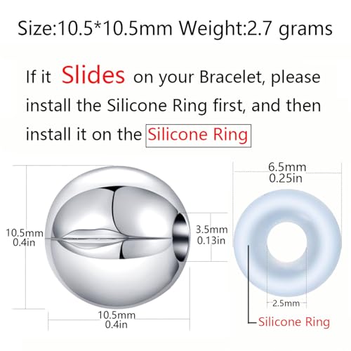Sterling Silver Round Stopper Clip Charm Lock Spacer for Pandora Charms Bracelet (Silver)3