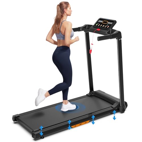 Image of Walking Pad Treadmill with Handles, Space-Saving Compact Walking Jogging Running Machine with LED Display, Portable Walking Pad for Home & Office, 265 Lbs Capacity