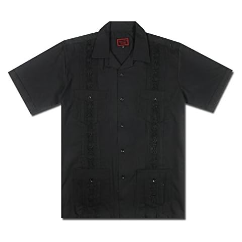 Maximos by R & B New Guayabera Kids Boys Cuban Latino Style Wedding Button Down Dress Shirt (6, Black) Cover