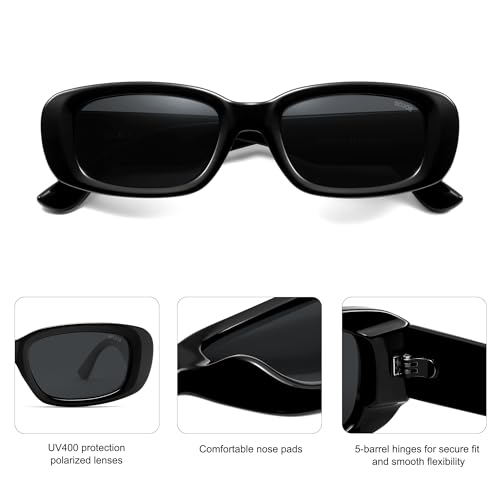 SOJOS Retro Rectangle Polarized Sunglasses Women Men Trendy Y2k 90s UV Protection Womens Mens Sun Glasses SJ23754