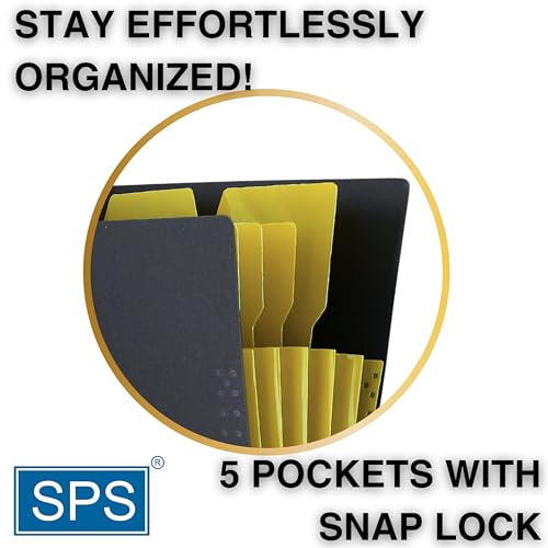 Image of SPS 5 Pocket Expanding File Folder Smile Design - Fits A4 & Letter Size Document Organizer, Accordion File Folders, File Holder for Office, School & Home Use - Yellow (Pack of 2)