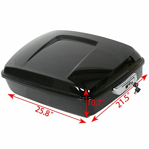 Image of ECOTRIC Chopped Motorcycle Storage Trunk Touring Trunk Tail Box w /Top Rack Compatible with 2014-2024 Harley Touring Models (2 Packages)