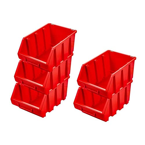 PROREGAL SuperSparSet 5x Sichtlagerbox 3 | HxBxT 12,6x17x24cm | Rot | Sichtlagerbehälter Sichtlagerkasten Sichtlagerkastensortiment Sortierbehälter Stapelbehälter
