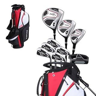 Aspire XD1 Senior Men’s 14-Piece Golf Set – 460cc Titanium Driver, Wood, Hybrid, 6-PW Irons, Putter, Stand Bag, 3 Headcovers and Cover – RH