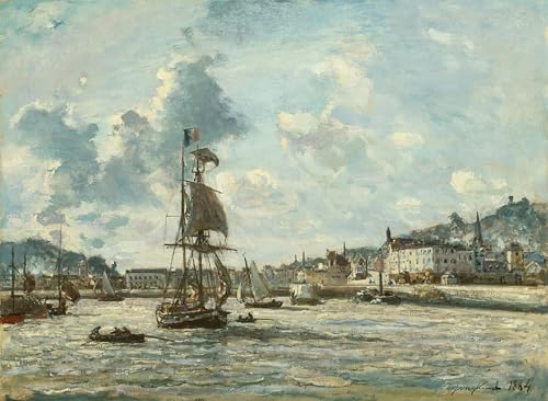 Cuadro salón puerto de Honfleur en lienzo moderno de Johan Barthold Jongkind 60x90cm