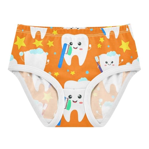 Cute Cartoon Happy Teeth Orange Little Girl Panties Toddler Girls Underwear Cotton Durable Briefs Undies Kids 2t
