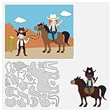 BENECREAT 5.2x4.4inch Cowboy Metal Cutting Dies, Horse Hat Saddle Jacket Die Cuts Embossing Stencil for Card Making Scrapbooking Paper Craft(0.8mm Thick)