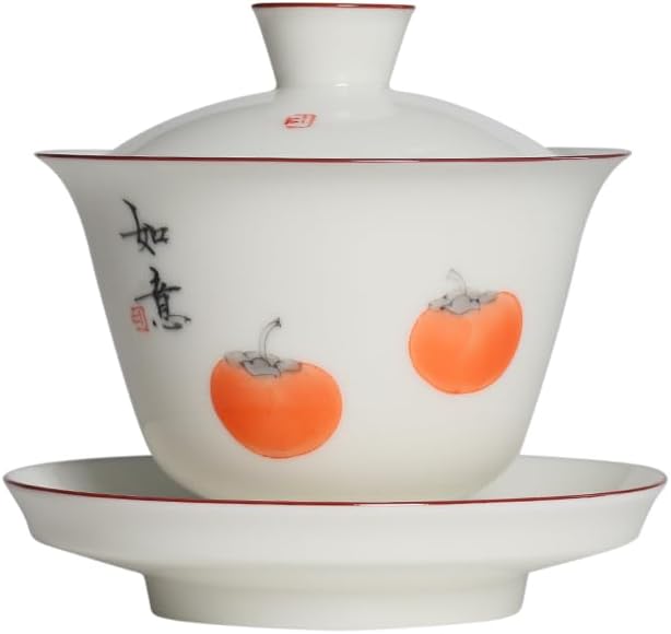 GSOUL Kungfu Tea cup Travel Coffee Cup White Porcelain Hand-painted Covered Bowl Ceramic Hand-caught Tea Small Tea Cups