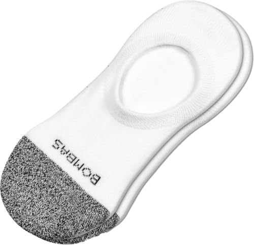 BOMBAS Men's Cushioned No Show Socks, (White,Medium)-4 PACK