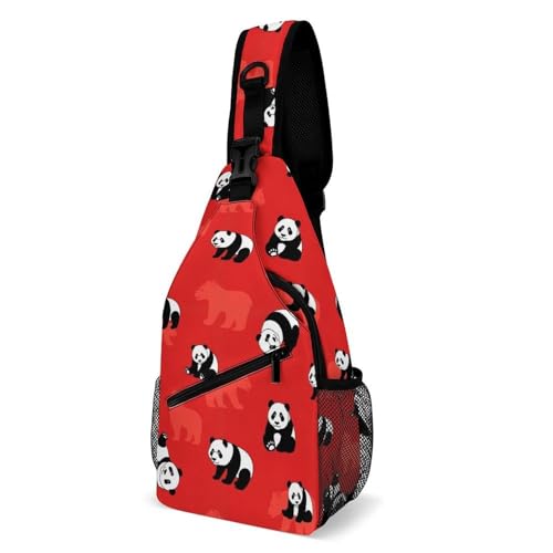 Sac bandoulière panda rouge compact pour garder les mains libres