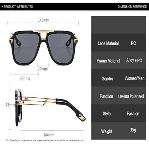 Lunettes de soleil de créateur à double pont rétro et verres dégradés chic