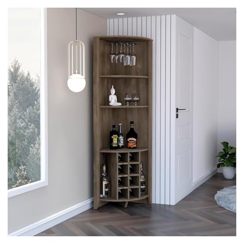 Realizzato con materiali in legno con una ricca finitura in noce marrone scuro, questo mobile si abbina a qualsiasi spazio abitativo moderno.
