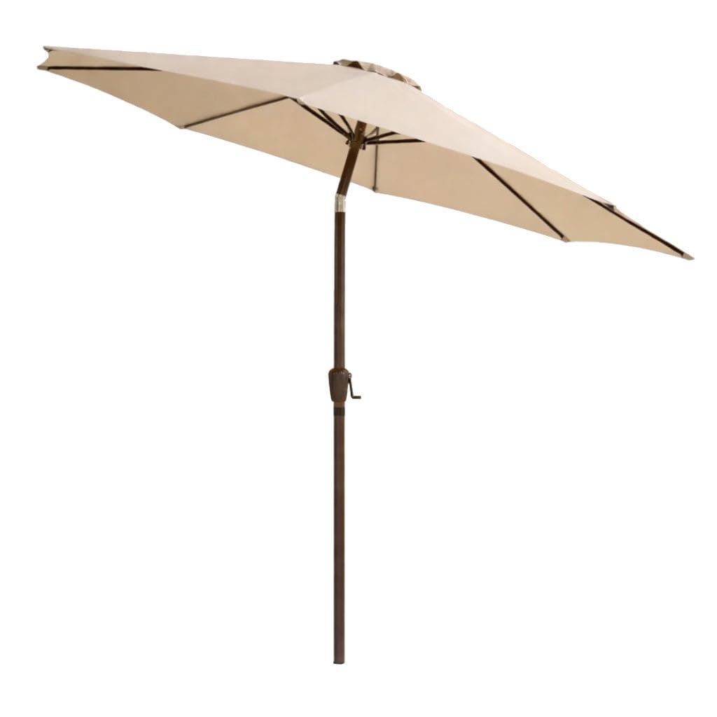 LOLAhome Parasol +RESISTENTE, circular, mástil inclinable Ø38mm de aluminio, con Antiviento y Manivela, Elegante y Duradero, tratamiento Anti-corrosión, Para Exterior, Jardín - Tessa Alba