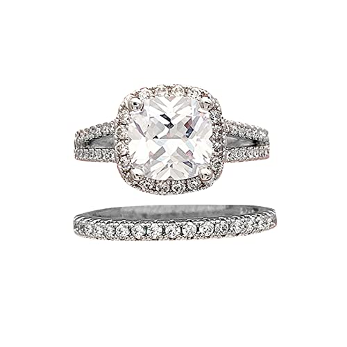 Anillos espirituales de cristal para mujer, juego de 2 anillos de diamantes completos de talla 6 a 10, joyería de compromiso, boda, cumpleaños, día de la madre, día de San Valentín, regalos para