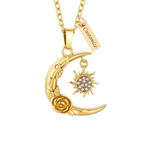 Collier urne pour cendres pendentif lune et soleil bijoux de crémation