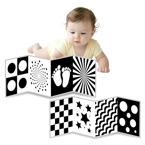 Image of High Contrast Flash Card Busy Book for Babies & Infants (2 Busy Books, Black & White + Red) | 16 Objects & Patterns | Tummy Time Toy for 0, 3, 6, 9, 12, 18 Months | Fun Learning for Newborn