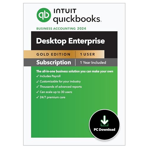 Intuit QuickBooks Desktop Enterprise Gold 2024 1 user, 1-Year Subscription [PC Download]