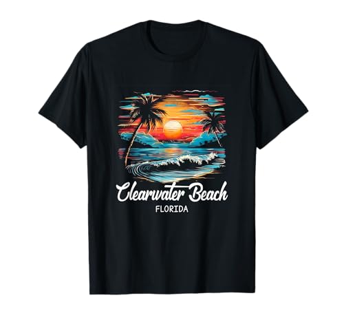 Family Vacation Retro Sunset Florida Clearwater Beach T-Shirt
