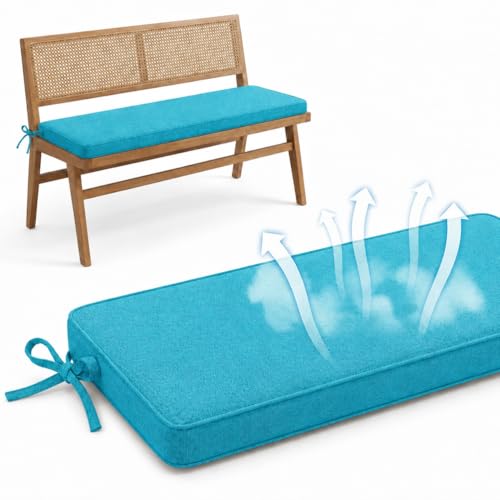 AEHO Coussin Banquette en Lin, Coussins Banc Coussin 5cm Mousse 50D, Matelas Galette de Banc Matelas pour Banquette Coussin Salon Chambre,Blue 02,110x45x5cm