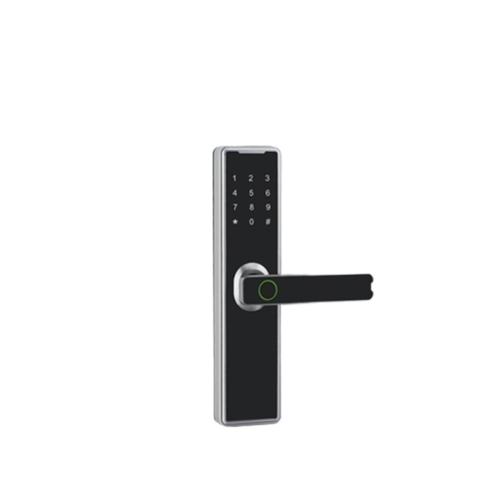 Arunasc Silver Door Locks Smart Lock With Handle Electronic Fingerprint Front Door Lock Tuya App Control For Home Office Bedroom Smart(Silver)