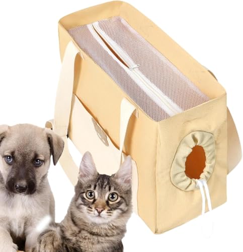 Dlwk 猫用トラベルバッグ 小型犬用キャリーバッグ、引き紐付き - 折りたたみ式猫用トラベルアクセサリー、小型中型猫、犬、子犬用