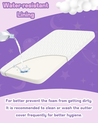 Image of WELLZEE Rectangle Bassinet Mattress 35 inchx20 inch, fit for AirClub, AMKE 3in1, Besrey, Dream On Me Skylar, Evolur and Most Rectangle Bedside Sleeper, 100% Breathable Cover, Strong Supportive Foam