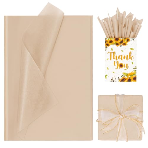 Larcenciel 100 Feuilles Papier de Soie Marron 50x35 CM, Papier de Soie Emballage Kraft Vintage, Cadeau pour Bouquet Emballage NoëL Anniversaire Cadeau...