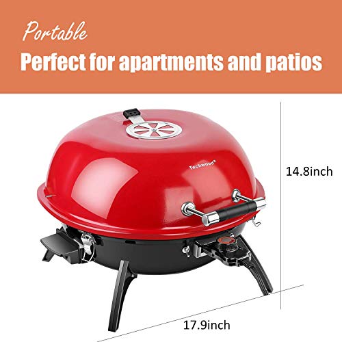 Techwood Electric BBQ Grill 15-Serving Portable Grill for Indoor/Outdoor use, 18 inch Tabletop Grill, 1600W, Red (Tabletop BBQ Grill) Techwood Electric BBQ Grill 15-Serving Portable Grill for Indoor/Outdoor use, 18 inch Tabletop Grill, 1600W, Red (Tabletop BBQ Grill)