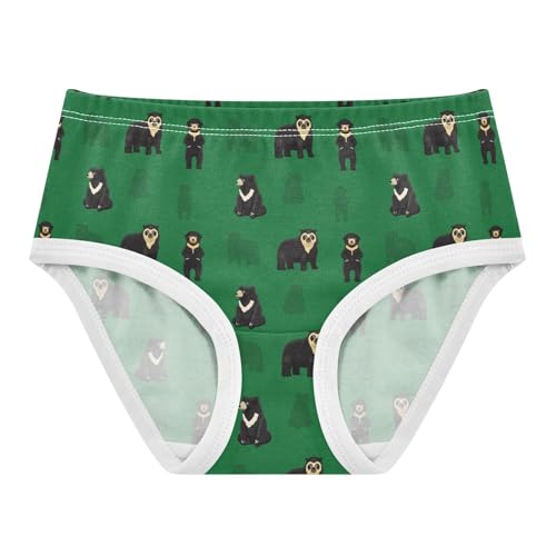 Little Girls' Soft Cotton Underwear Kids Breathable Comfort Black Bear Panties Briefs Toddler