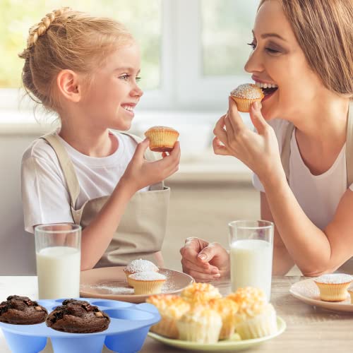 Yys Sjmj 2 Pack Silicone Muffin Pans For Baking, Cupcake Tray Baking Mold, Silicone Mini Muffin Pan For 3Qt-5Qt Air Fryer, Reusable And Non-Stick Air Fryer Accessories(Blue And Pink) #TOP2