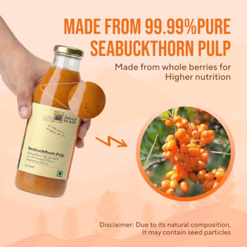 Image of My Pahadi Dukan 1200ml Himalayan Sea Buckthorn Berry Pulp, Antioxidants, Rich in omega 3 6 7 9 and vitamin C, Boosts Immunity, Skin Glow and Gut Health, No Added Sugar, Plant-Based Wellness Drink