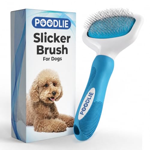Poodle Pet Slicker Brush - For Dogs, Cats, and Rabbits - Removes Matted Fur, Knots, and Loose Hair - Suitable for Grooming Doodles and Goldendoodles with Short or Long Hair