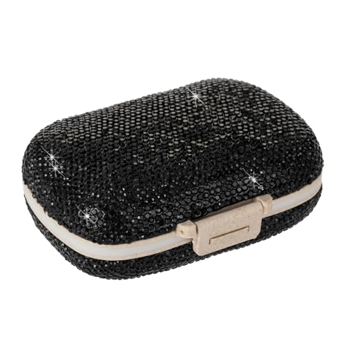 Image of Medicine Pill Organizer Travel Pill Box for Purse Portable Pill Container Small Pill Holder Cute Pill Case Pocket Pharmacy with Labels(Black)