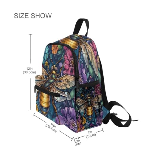 ALAZA Toddler Backpacks for Boys Girls Beautiful Bee Colorful Flowers Kids Backpack with Chest Clip and Name Tag,M4