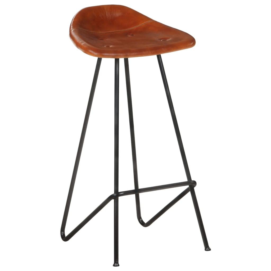 Tabouret de bar scandinave moderne en cuir marron lot de 4 pour table haute de cuisine