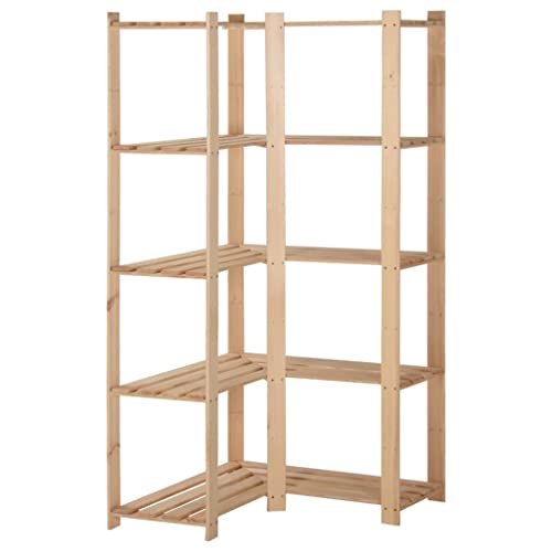 vidaXL Pin Etagère d'angle de Rangement 5 Niveaux Organisateur de Stockage Etagère d'Entrepôt Cuisine Salon sous-Sol Intérieur 82,5x82,5x170 cm