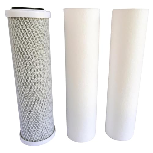 AQUAWATER - 104205 - Kit 3 cartouches pour Osmoseur comprenant 2 cartouches de filtration (20µ et 5µ), - Pour bol de taille standard 10