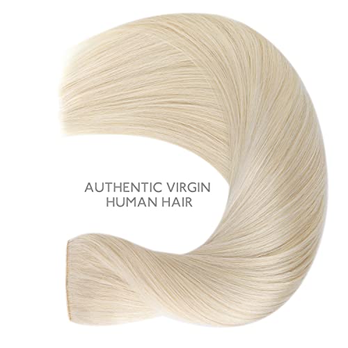 Image of WENNALIFE Wire Hair Extensions Real Human Hair 18 inch 95g Platinum Blonde Remy Hair Invisible Transparent Wire Straight Reusable Natural Easy to Apply Reusable Extensiones De Cabello Humano