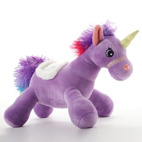 Image of Purple Unicorn Plush Soft Toy 45 CM for Kids, Ultra Soft Stuffed Unicorn Teddy with Wings, Cute Hugging Plush Doll for Babies, Toddlers, Girls & Boys, Birthday Gift, Washable