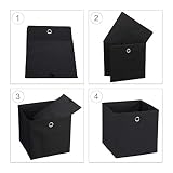 Relaxdays Aufbewahrungsbox 2er Set, quadratisch, Aufbewahrung für Regal, Stoffbox in Würfelform 30x30x30 cm, schwarz