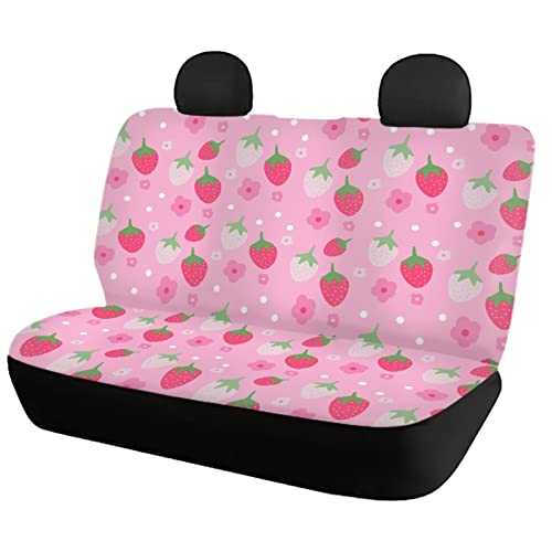 Image of Modysero Strawberry Design Pink Seat Cover for Car Custom Comfortable Fitted Car Seat Cover Easy Install Decor Accessories for Women Universal Automotive Seat Cover Fit Most Cars